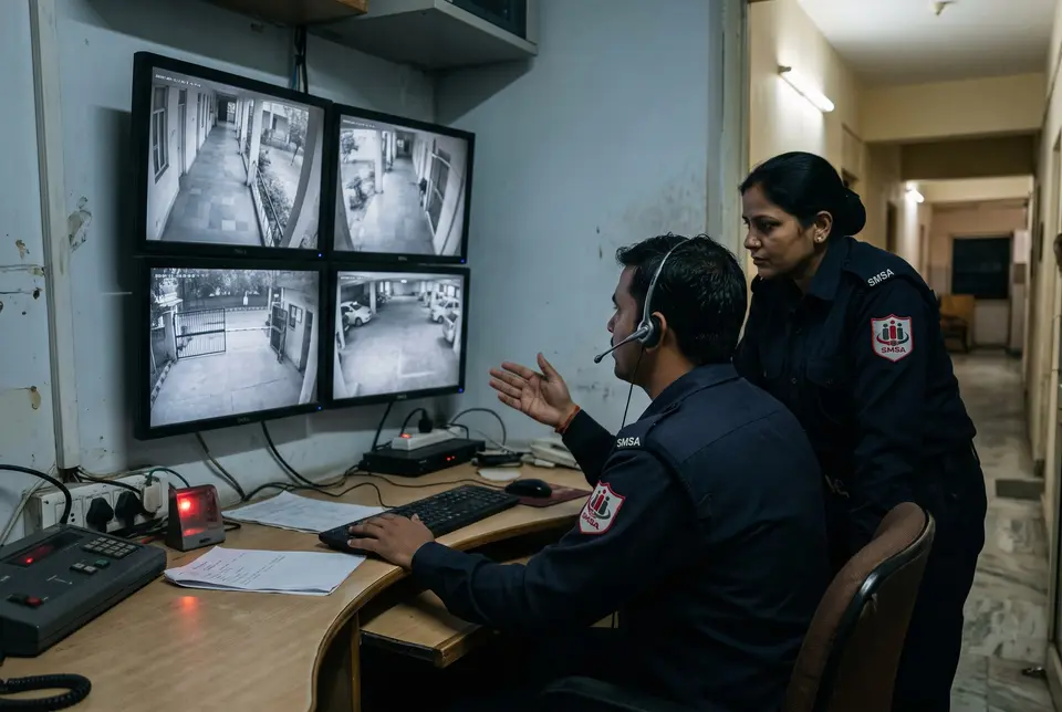 Illustrative CCTV monitoring workstation for SMSA electronic security services